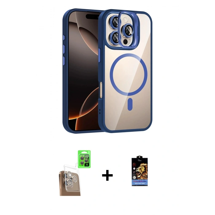MARSİLYAN™- iPhone 16 Pro Max Kılıf Yadigar Asil Koleksiyonu - Siyah Buffer Hayalet Cam Ekran Koruyucu + Raze Metal Kamera Lens - CLTM
