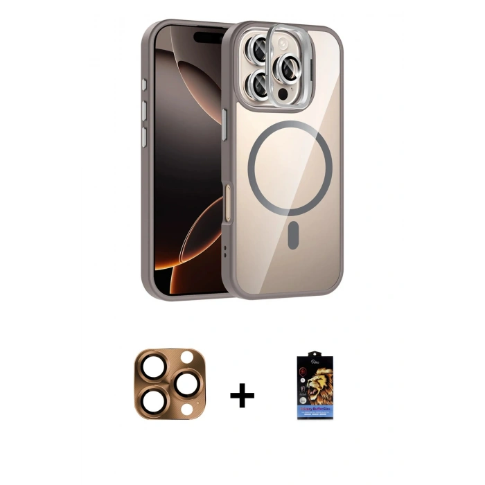 MARSİLYAN™- iPhone 16 Pro Max Kılıf Yadigar Asil Koleksiyonu - Siyah Buffer Hayalet Cam Ekran Koruyucu + Pers Alüminyum Kamera Lens - CLTM