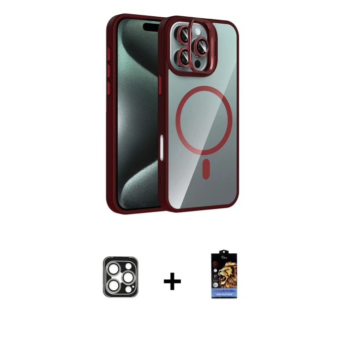 MARSİLYAN™- iPhone 16 Pro Max Kılıf Yadigar Asil Koleksiyonu - Siyah Buffer Hayalet Cam Ekran Koruyucu + PVD Metal Kamera Lens - GS