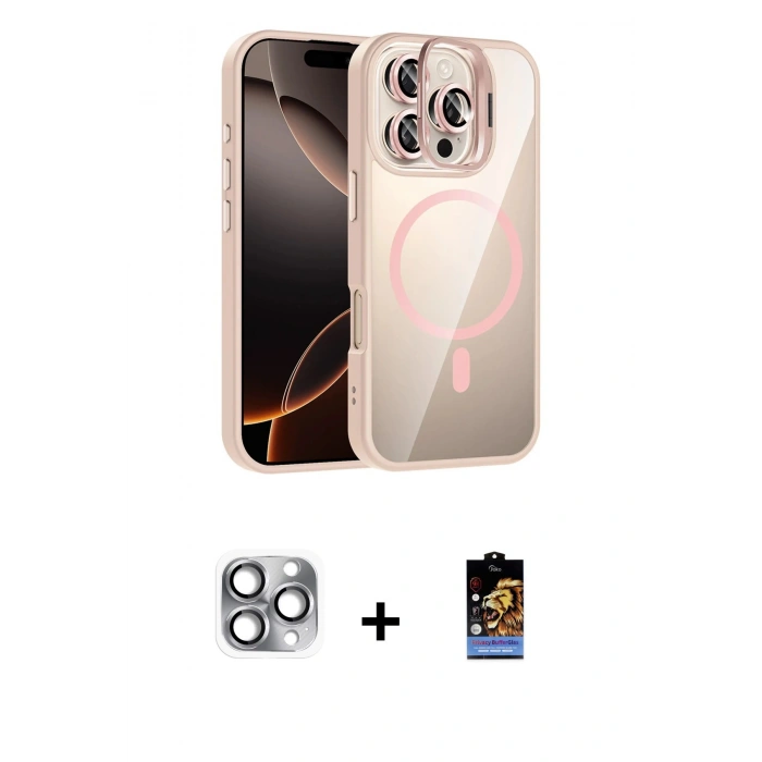 MARSİLYAN™- iPhone 16 Pro Max Kılıf Yadigar Asil Koleksiyonu - Siyah Buffer Hayalet Cam Ekran Koruyucu + Pers Alüminyum Kamera Lens - GI