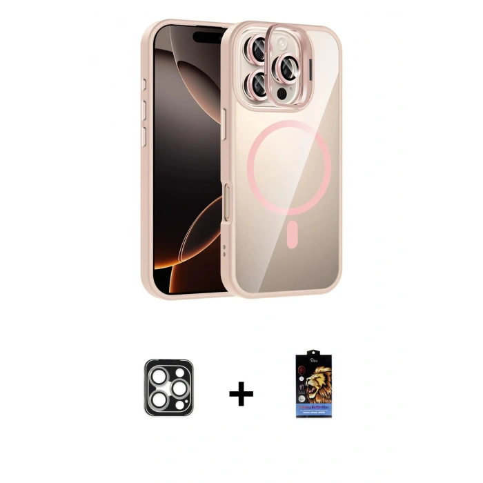 MARSİLYAN™- iPhone 16 Pro Max Kılıf Yadigar Asil Koleksiyonu - Siyah Buffer Hayalet Cam Ekran Koruyucu + PVD Metal Kamera Lens - GS