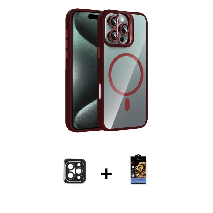 MARSİLYAN™- iPhone 16 Pro Max Kılıf Yadigar Asil Koleksiyonu - Siyah Buffer Hayalet Cam Ekran Koruyucu + PVD Metal Kamera Lens - SH