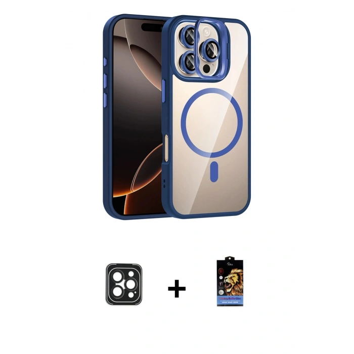 MARSİLYAN™- iPhone 16 Pro Max Kılıf Yadigar Asil Koleksiyonu - Siyah Buffer Hayalet Cam Ekran Koruyucu + PVD Metal Kamera Lens - SH