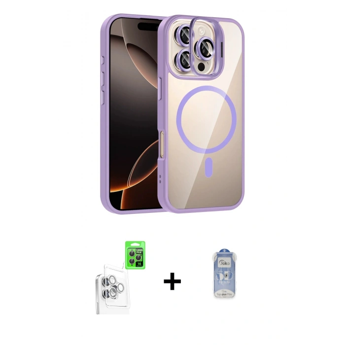 MARSİLYAN™- iPhone 16 Pro Max Kılıf Yadigar Asil Koleksiyonu - Siyah Joko Magic 5D Cam + Raze Metal Kamera Lens - BZ