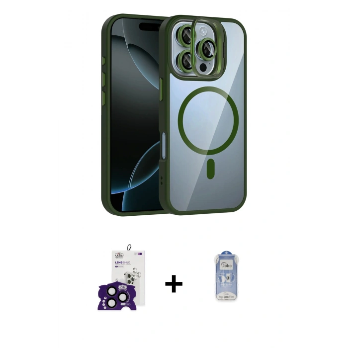 MARSİLYAN™- iPhone 16 Pro Max Kılıf Yadigar Asil Koleksiyonu - Siyah Joko Magic 5D Cam + Bilvis Titan Kamera Lens - SH