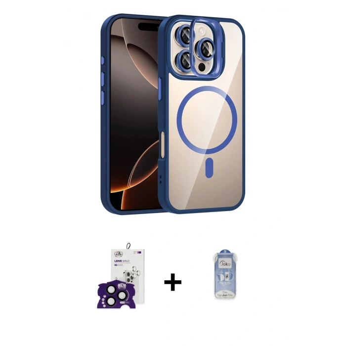 MARSİLYAN™- iPhone 16 Pro Max Kılıf Yadigar Asil Koleksiyonu - Siyah Joko Magic 5D Cam + Bilvis Titan Kamera Lens - SH