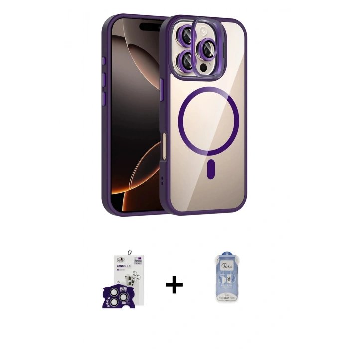 MARSİLYAN™- iPhone 16 Pro Max Kılıf Yadigar Asil Koleksiyonu - Siyah Joko Magic 5D Cam + Bilvis Titan Kamera Lens - TMGI