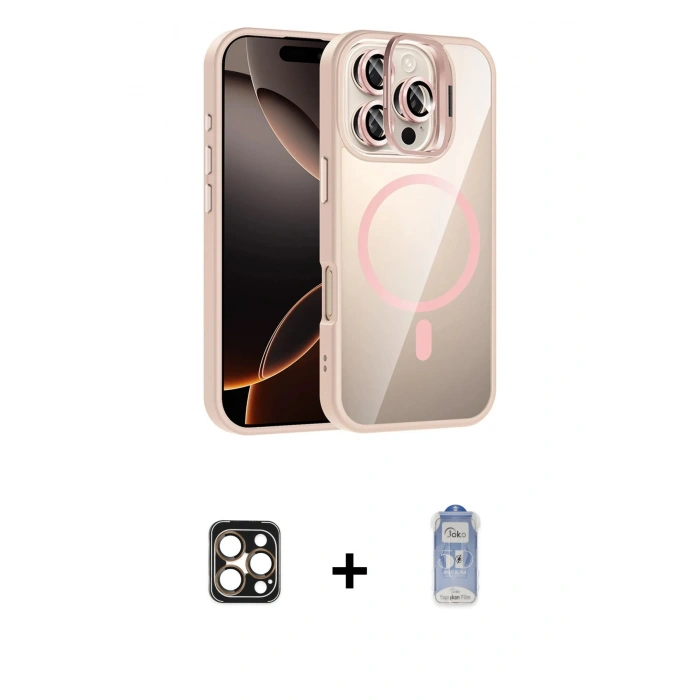 MARSİLYAN™- iPhone 16 Pro Max Kılıf Yadigar Asil Koleksiyonu - Siyah Joko Magic 5D Cam + PVD Metal Kamera Lens - GD