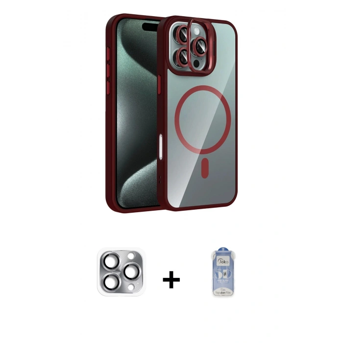 MARSİLYAN™- iPhone 16 Pro Max Kılıf Yadigar Asil Koleksiyonu - Siyah Joko Magic 5D Cam + Pers Alüminyum Kamera Lens - GI