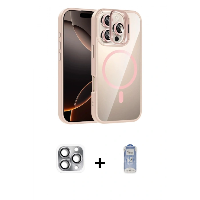 MARSİLYAN™- iPhone 16 Pro Max Kılıf Yadigar Asil Koleksiyonu - Siyah Joko Magic 5D Cam + Pers Alüminyum Kamera Lens - GI