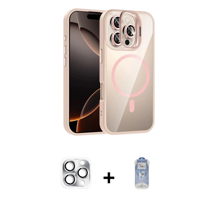 MARSİLYAN™- iPhone 16 Pro Max Kılıf Yadigar Asil Koleksiyonu - Siyah Joko Magic 5D Cam + Gümüş Pers Alüminyum Kamera Lens