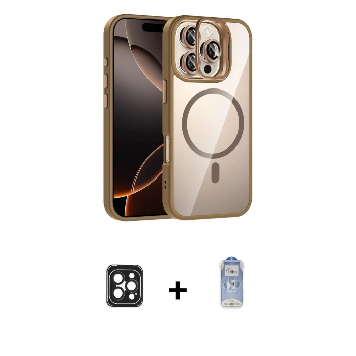 MARSİLYAN™- iPhone 16 Pro Max Kılıf Yadigar Asil Koleksiyonu - Siyah Joko Magic 5D Cam + PVD Metal Kamera Lens - SH