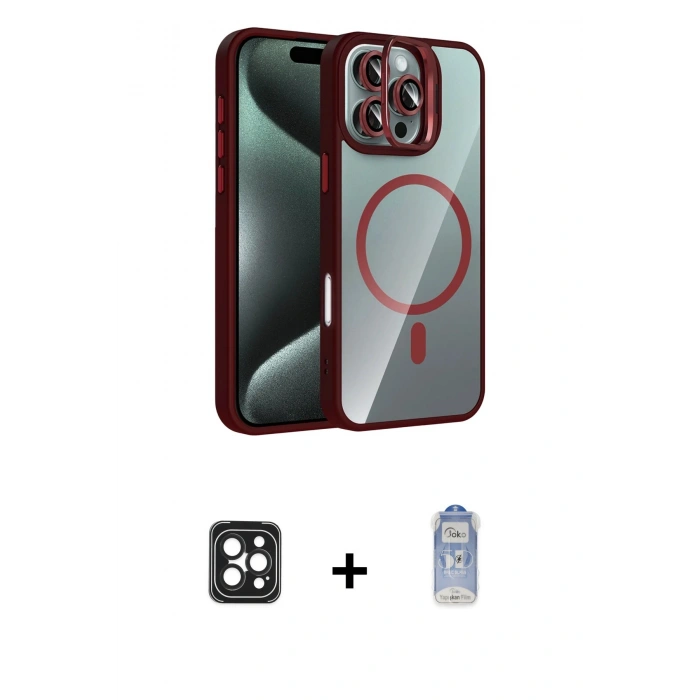 MARSİLYAN™- iPhone 16 Pro Max Kılıf Yadigar Asil Koleksiyonu - Siyah Joko Magic 5D Cam + PVD Metal Kamera Lens - SH