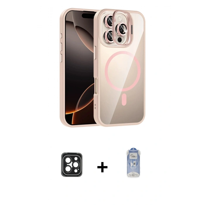 MARSİLYAN™- iPhone 16 Pro Max Kılıf Yadigar Asil Koleksiyonu - Siyah Joko Magic 5D Cam + PVD Metal Kamera Lens - SH