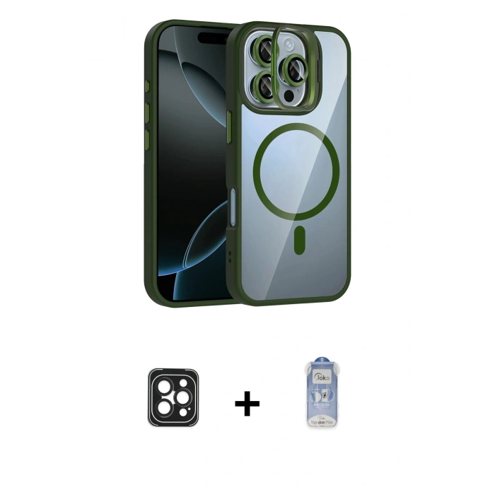 MARSİLYAN™- iPhone 16 Pro Max Kılıf Yadigar Asil Koleksiyonu - Siyah Joko Magic 5D Cam + PVD Metal Kamera Lens - SH