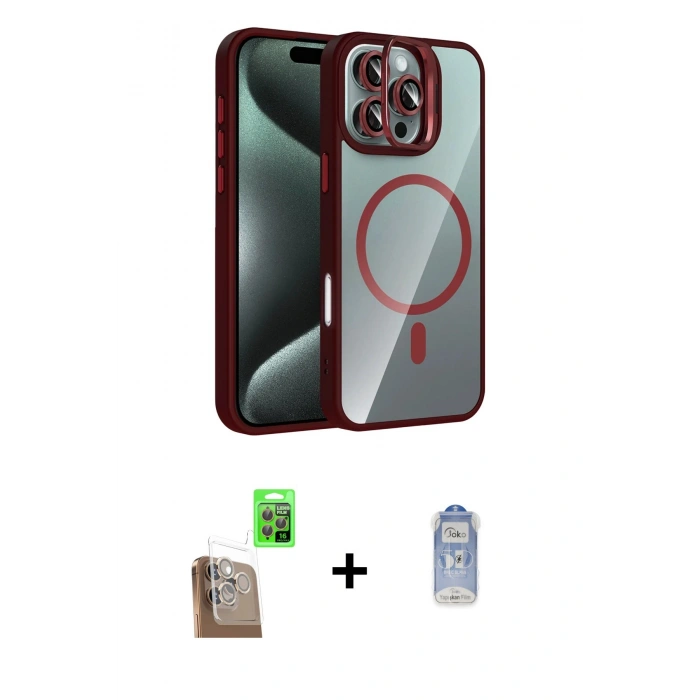 MARSİLYAN™- iPhone 16 Pro Max Kılıf Yadigar Asil Koleksiyonu - Siyah Joko Magic 5D Cam + Raze Metal Kamera Lens - CLTM