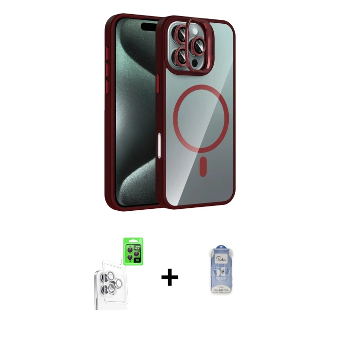 MARSİLYAN™- iPhone 16 Pro Max Kılıf Yadigar Asil Koleksiyonu - Siyah Joko Magic 5D Cam + Raze Metal Kamera Lens - BZ