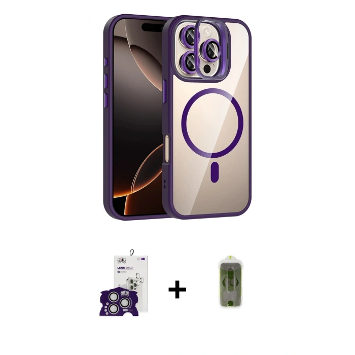 MARSİLYAN™- iPhone 16 Pro Max Kılıf Yadigar Asil Koleksiyonu - Siyah Joko Magic 5D Hayalet Cam + Gümüş Bilvis Titan Kamera Lens