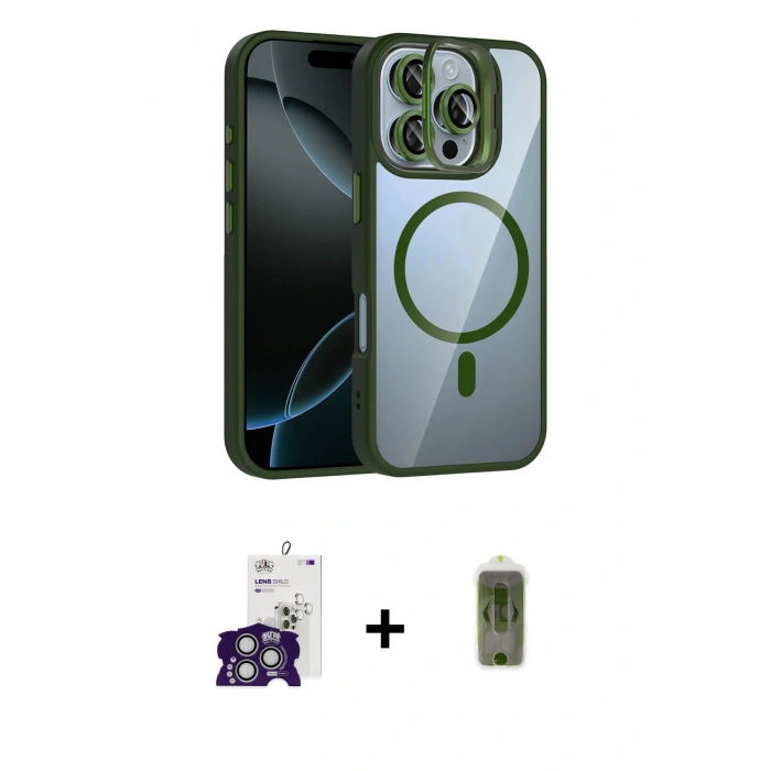 MARSİLYAN™- iPhone 16 Pro Max Kılıf Yadigar Asil Koleksiyonu - Siyah Joko Magic 5D Hayalet Cam + Gümüş Bilvis Titan Kamera Lens