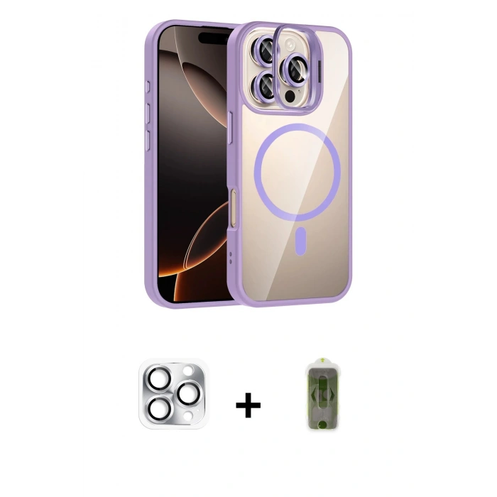 MARSİLYAN™- iPhone 16 Pro Max Kılıf Yadigar Asil Koleksiyonu - Siyah Joko Magic 5D Hayalet Cam + Pers Alüminyum Kamera Lens - GS