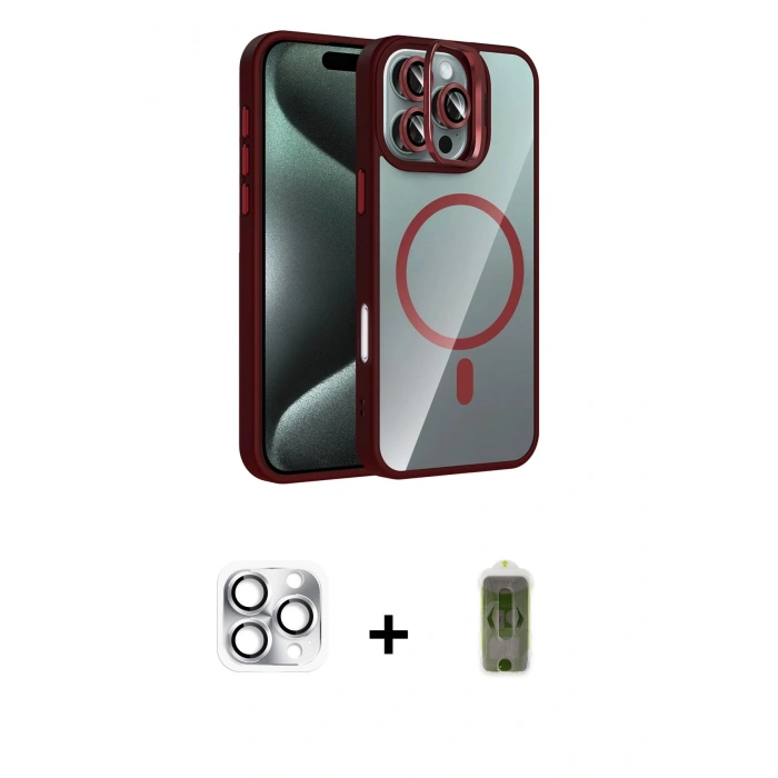 MARSİLYAN™- iPhone 16 Pro Max Kılıf Yadigar Asil Koleksiyonu - Siyah Joko Magic 5D Hayalet Cam + Pers Alüminyum Kamera Lens - GS