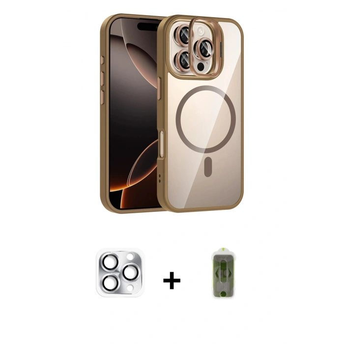 MARSİLYAN™- iPhone 16 Pro Max Kılıf Yadigar Asil Koleksiyonu - Siyah Joko Magic 5D Hayalet Cam + Pers Alüminyum Kamera Lens - GS