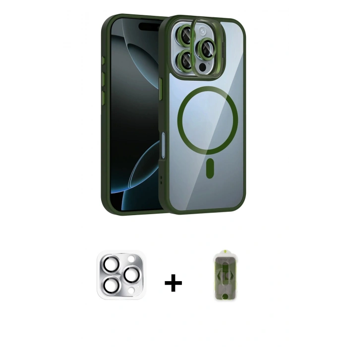 MARSİLYAN™- iPhone 16 Pro Max Kılıf Yadigar Asil Koleksiyonu - Siyah Joko Magic 5D Hayalet Cam + Pers Alüminyum Kamera Lens - GS