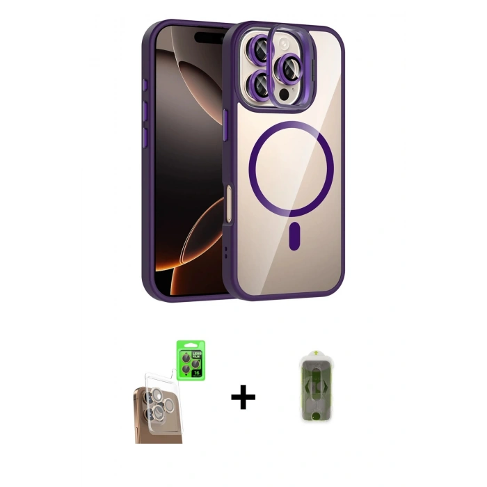 MARSİLYAN™- iPhone 16 Pro Max Kılıf Yadigar Asil Koleksiyonu - Siyah Joko Magic 5D Hayalet Cam + Raze Metal Kamera Lens - CLTM