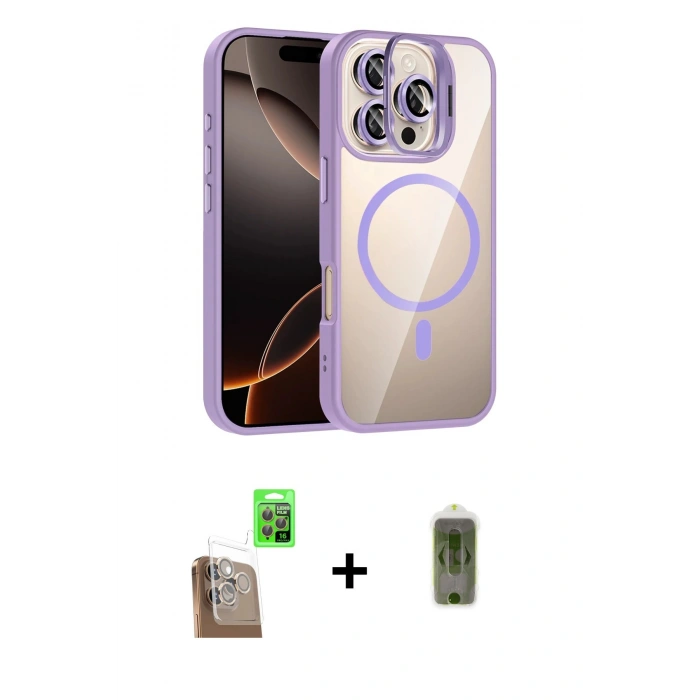 MARSİLYAN™- iPhone 16 Pro Max Kılıf Yadigar Asil Koleksiyonu - Siyah Joko Magic 5D Hayalet Cam + Raze Metal Kamera Lens - CLTM
