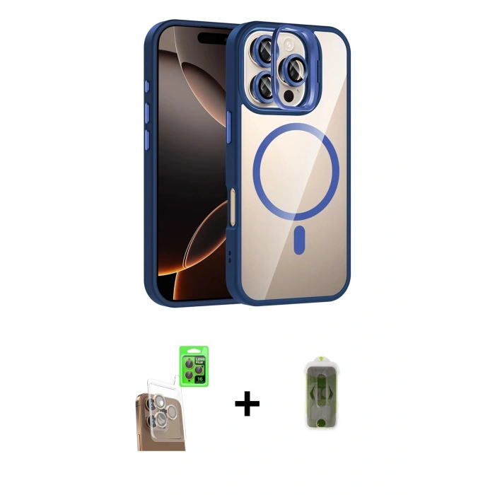 MARSİLYAN™- iPhone 16 Pro Max Kılıf Yadigar Asil Koleksiyonu - Siyah Joko Magic 5D Hayalet Cam + Raze Metal Kamera Lens - CLTM