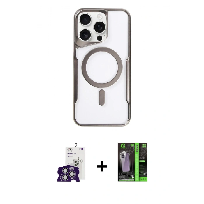 MARSİLYAN™- iPhone 16 Pro Max Kılıf Yadigar Klasik Özel Seri - Şeffaf 360 Full Body Arka Koruyucu + Bilvis Titan Kamera Lens - GS