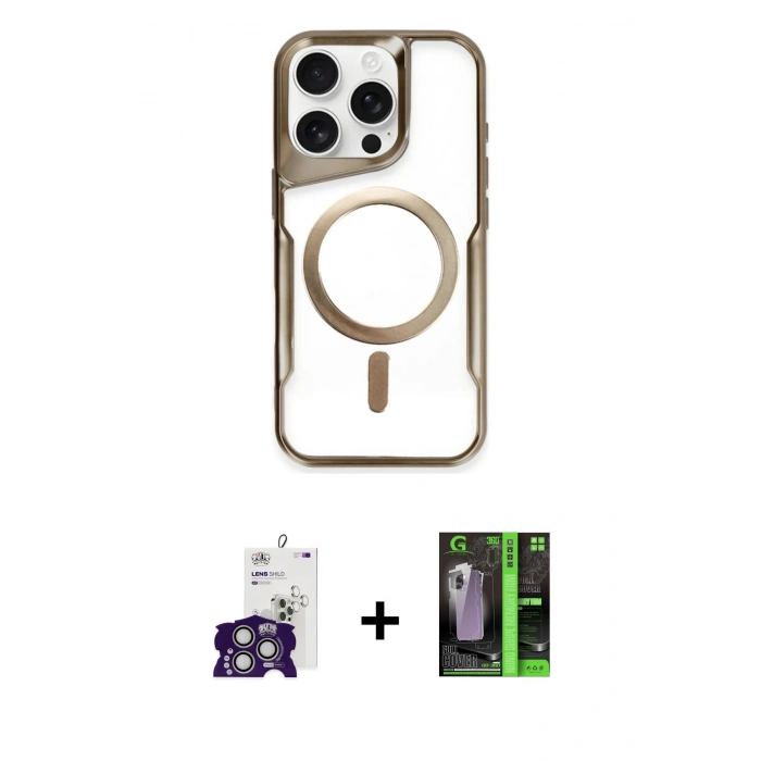 MARSİLYAN™- iPhone 16 Pro Max Kılıf Yadigar Klasik Özel Seri - Şeffaf 360 Full Body Arka Koruyucu + Bilvis Titan Kamera Lens - GS