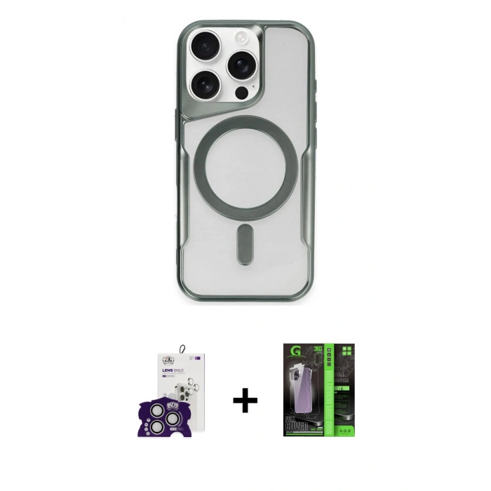 MARSİLYAN™- iPhone 16 Pro Max Kılıf Yadigar Klasik Özel Seri - Şeffaf 360 Full Body Arka Koruyucu + Bilvis Titan Kamera Lens - GS