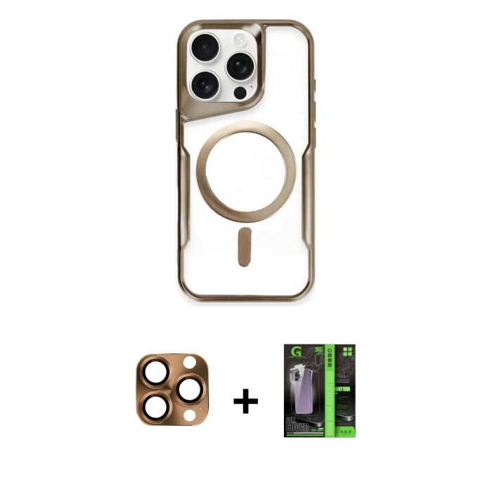 MARSİLYAN™- iPhone 16 Pro Max Kılıf Yadigar Klasik Özel Seri - Şeffaf 360 Full Body Arka Koruyucu + Pers Alüminyum Kamera Lens - CLTM