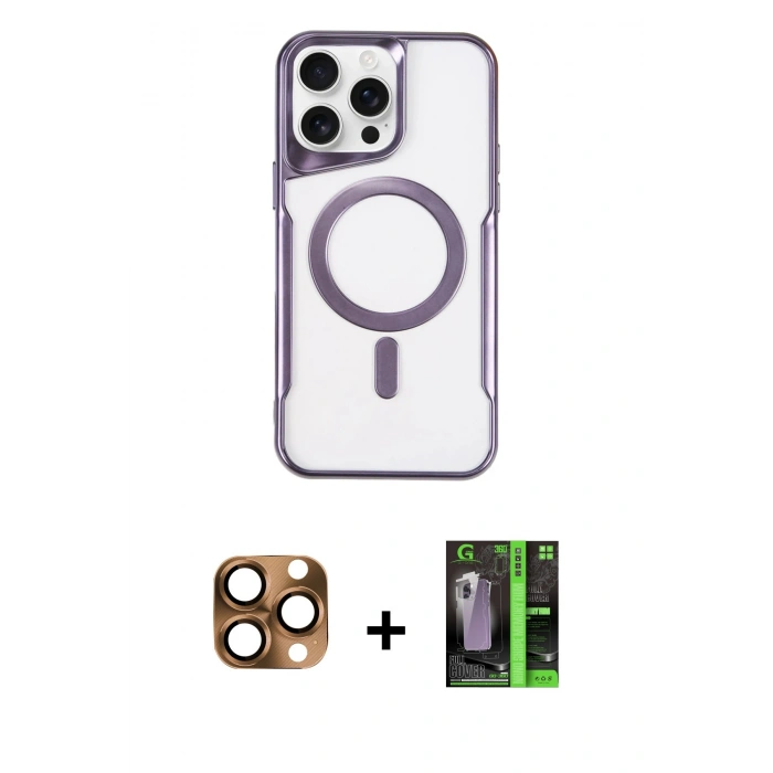 MARSİLYAN™- iPhone 16 Pro Max Kılıf Yadigar Klasik Özel Seri - Şeffaf 360 Full Body Arka Koruyucu + Pers Alüminyum Kamera Lens - CLTM