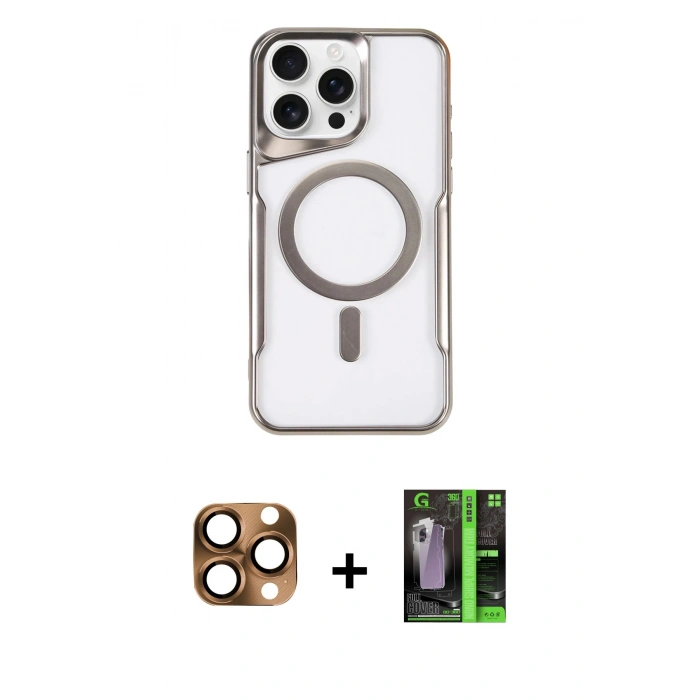 MARSİLYAN™- iPhone 16 Pro Max Kılıf Yadigar Klasik Özel Seri - Şeffaf 360 Full Body Arka Koruyucu + Pers Alüminyum Kamera Lens - CLTM