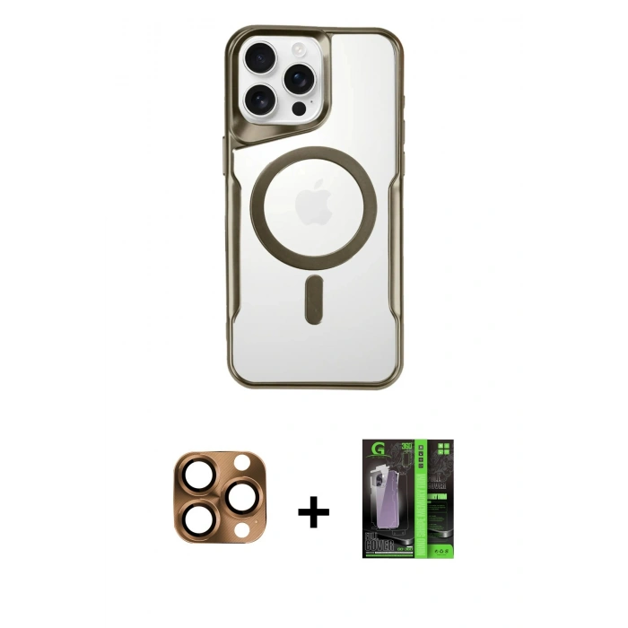 MARSİLYAN™- iPhone 16 Pro Max Kılıf Yadigar Klasik Özel Seri - Şeffaf 360 Full Body Arka Koruyucu + Pers Alüminyum Kamera Lens - CLTM