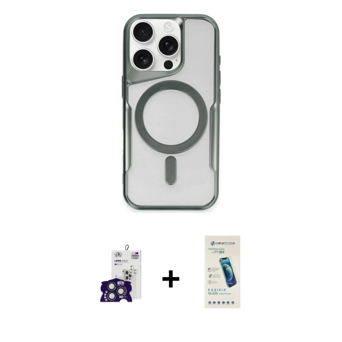 MARSİLYAN™- iPhone 16 Pro Max Kılıf Yadigar Klasik Özel Seri - Şeffaf Pasifik Cam Ekran Koruyucu + Bilvis Titan Kamera Lens - TMGI