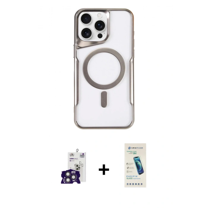 MARSİLYAN™- iPhone 16 Pro Max Kılıf Yadigar Klasik Özel Seri - Şeffaf Pasifik Cam Ekran Koruyucu + Bilvis Titan Kamera Lens - TMGI