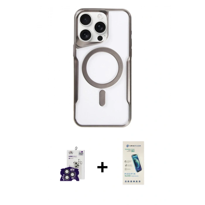 MARSİLYAN™- iPhone 16 Pro Max Kılıf Yadigar Klasik Özel Seri - Şeffaf Pasifik Cam Ekran Koruyucu + Bilvis Titan Kamera Lens - TMGI
