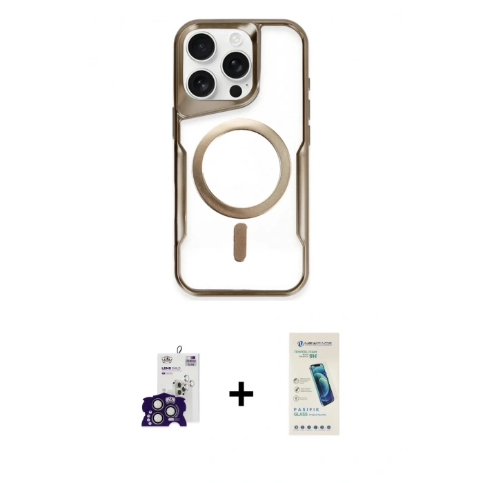 MARSİLYAN™- iPhone 16 Pro Max Kılıf Yadigar Klasik Özel Seri - Şeffaf Pasifik Cam Ekran Koruyucu + Bilvis Titan Kamera Lens - TMGI