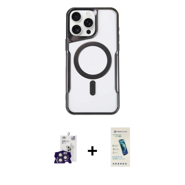 MARSİLYAN™- iPhone 16 Pro Max Kılıf Yadigar Klasik Özel Seri - Şeffaf Pasifik Cam Ekran Koruyucu + Bilvis Titan Kamera Lens - TMGI