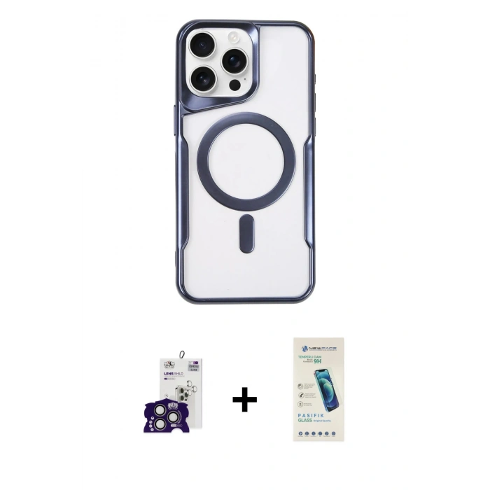 MARSİLYAN™- iPhone 16 Pro Max Kılıf Yadigar Klasik Özel Seri - Şeffaf Pasifik Cam Ekran Koruyucu + Bilvis Titan Kamera Lens - TMGI