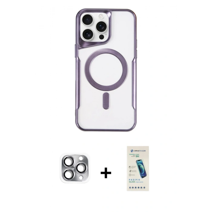 MARSİLYAN™- iPhone 16 Pro Max Kılıf Yadigar Klasik Özel Seri - Şeffaf Pasifik Cam Ekran Koruyucu + Pers Alüminyum Kamera Lens - GI