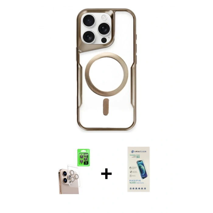 MARSİLYAN™- iPhone 16 Pro Max Kılıf Yadigar Klasik Özel Seri - Şeffaf Pasifik Cam Ekran Koruyucu + Raze Metal Kamera Lens - NLGY