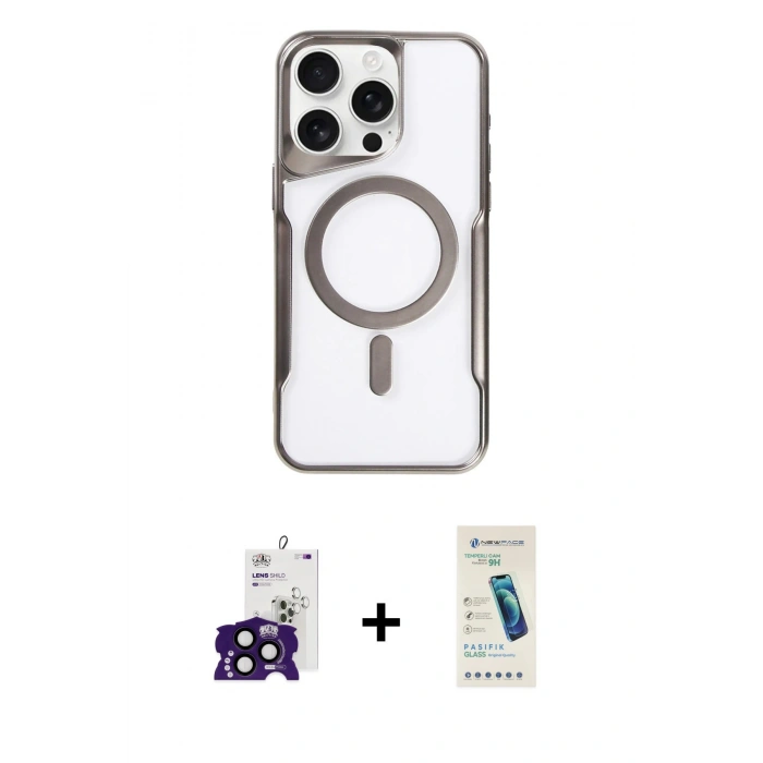 MARSİLYAN™- iPhone 16 Pro Max Kılıf Yadigar Klasik Özel Seri - Şeffaf Pasifik Cam Ekran Koruyucu + Bilvis Titan Kamera Lens - SH