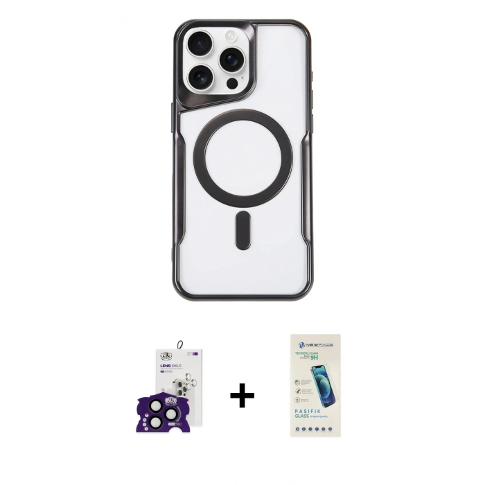MARSİLYAN™- iPhone 16 Pro Max Kılıf Yadigar Klasik Özel Seri - Şeffaf Pasifik Cam Ekran Koruyucu + Bilvis Titan Kamera Lens - SH
