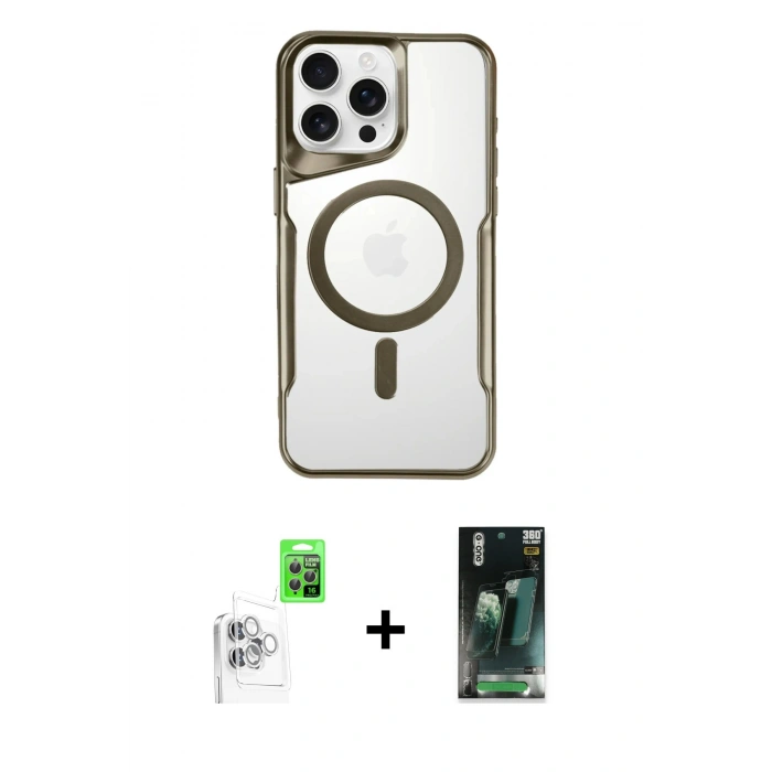 MARSİLYAN™- iPhone 16 Pro Max Kılıf Yadigar Klasik Özel Seri - Siyah 360 Mat Full Body Arka Koruyucu + Raze Metal Kamera Lens - BZ