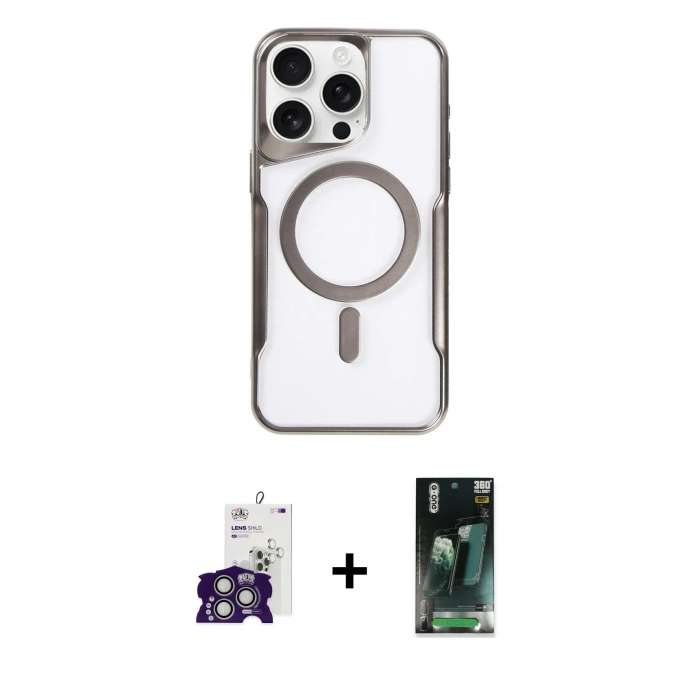 MARSİLYAN™- iPhone 16 Pro Max Kılıf Yadigar Klasik Özel Seri - Siyah 360 Mat Full Body Arka Koruyucu + Bilvis Titan Kamera Lens - GS