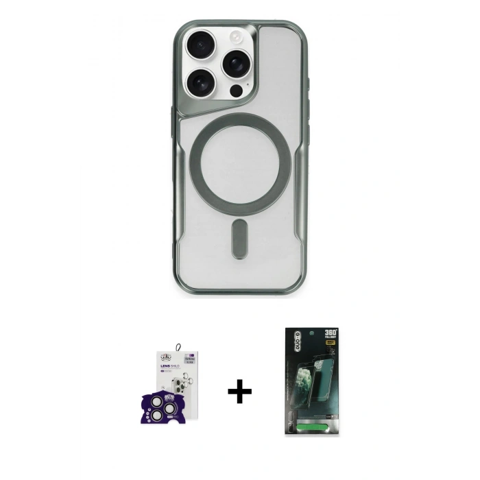 MARSİLYAN™- iPhone 16 Pro Max Kılıf Yadigar Klasik Özel Seri - Siyah 360 Mat Full Body Arka Koruyucu + Bilvis Titan Kamera Lens - TMGI